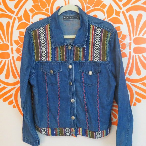New Identity Jackets & Blazers - New Identity Denim Jacket with Blanket Detail L